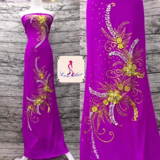 Vải áo dài đính cườm