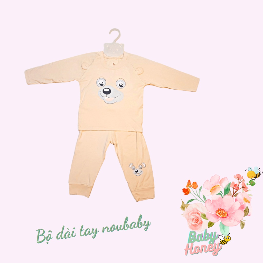 Bộ quần áo thu đông cho bé Noubaby họa tiết gấu 100% Bamboo sợi tre cao cấp