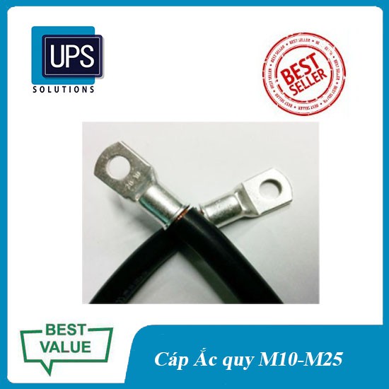 Cáp Nối Ắc Quy Tiêu Chuẩn M10 - M16 - M25 BẤM SẴN - CÓ ĐẦU CHỤP 2 MÀU