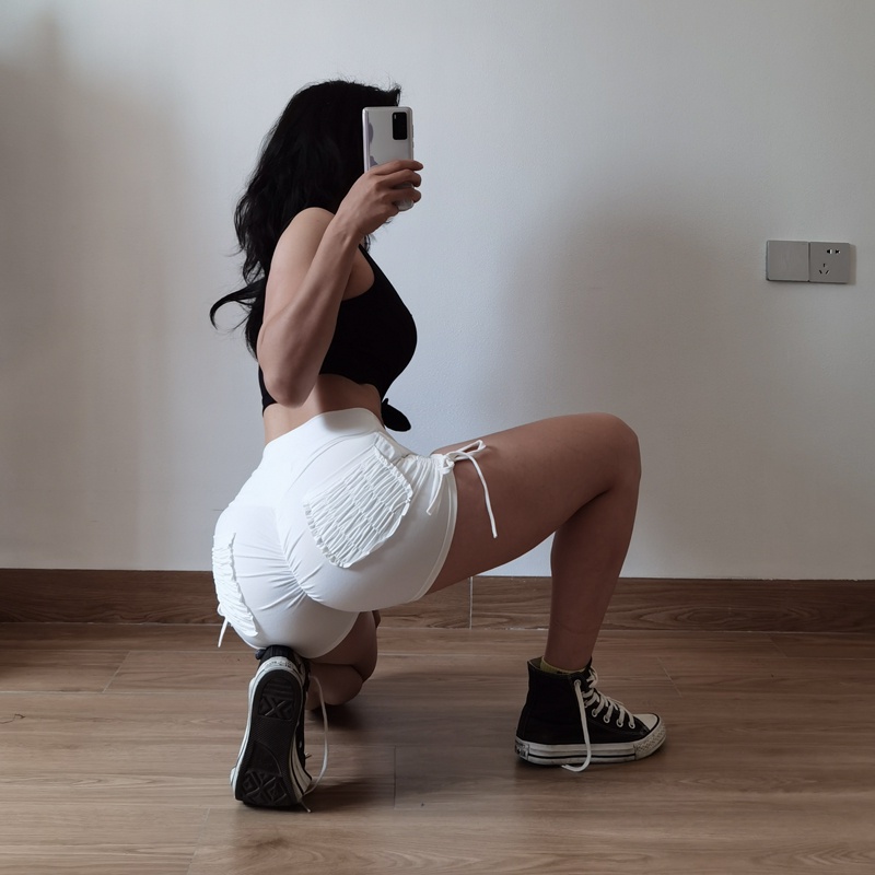 Quần short thể thao lưng cao phối túi và dây rút năng động