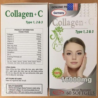 Collagen C 16000mg đẹp da, sáng da, mờ thâm, chống lão hóa Hộp 60 viên