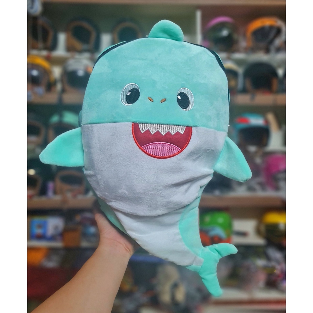 Balo cá mập Baby Shark cute vải nhung mịn cao cấp