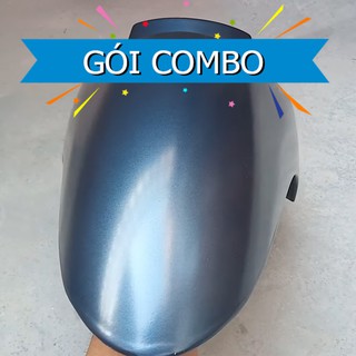 Combo sơn mâm màu xanh đen mờ Samurai Gồm Lót 210 - Màu Y9494 có nhũ - Keo 128A