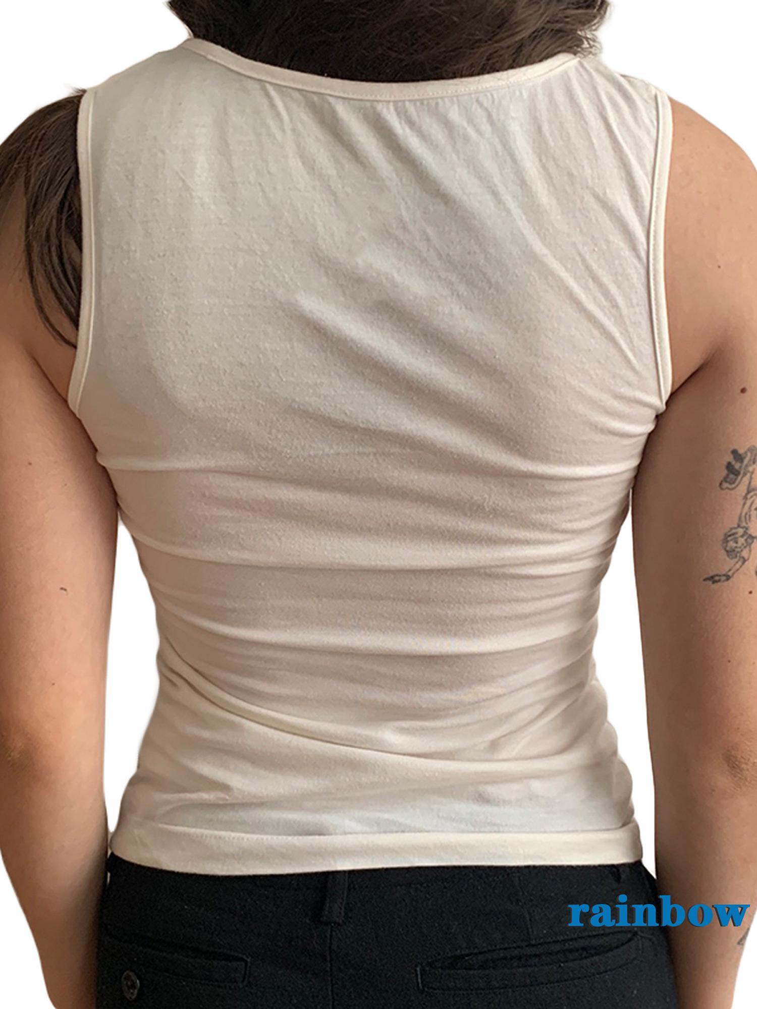 Áo Thun Sát Nách Cổ Chữ U Họa Tiết Cầu Vồng Cho Nữ | BigBuy360 - bigbuy360.vn