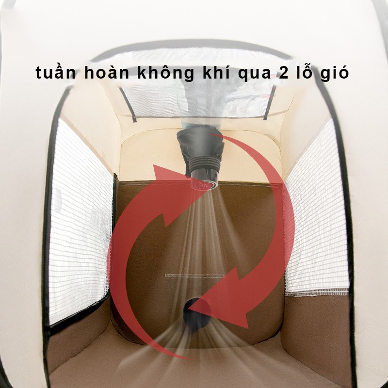 Lồng sấy chó mèo Hipipet vải lưới gấp gọn thoáng khí 2 lỗ thông khí tuần hoàn khô nhanh tiện lợi thú cưng