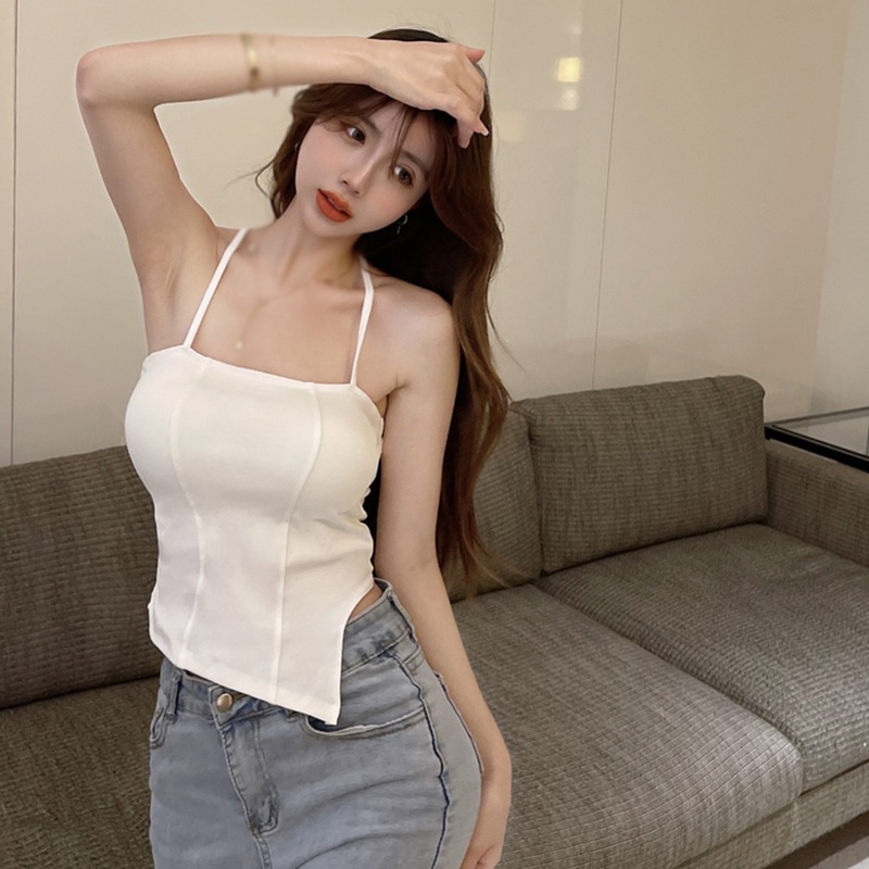 Áo Ống Xẻ Tà Màu Sắc Có Đệm Ngực Phong Cách Hàn Quốc Quyến Rũ Dành Cho Nữ