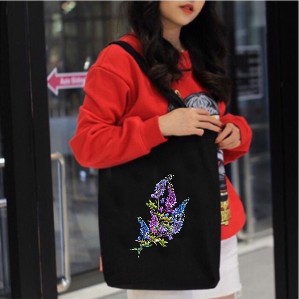 Túi tote Vải canvas mềm Đẹp Cực Hot có khóa miệng đựng vừa a4