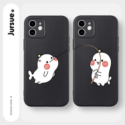 Ốp lưng JURSUE mềm hoạt hình cặp đôi dễ thương đẹp cho iPhone 16 15 14 13 12 11 Pro Max SE 2020 X XR XS ip 8 7 Plus kute Y9