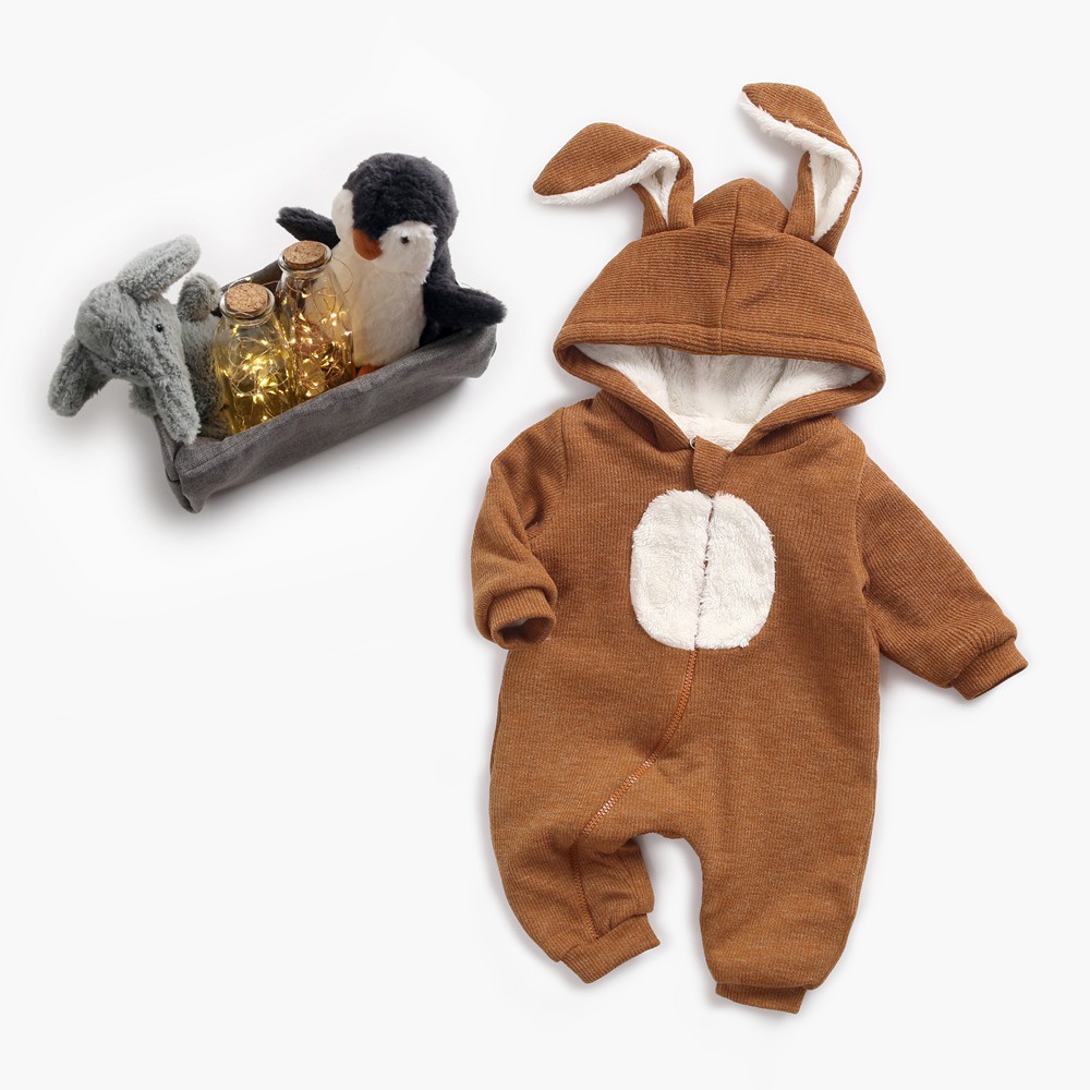 Đồ liền thân Sanlutoz có mũ trùm phối tai kiểu dáng hoạt hình dễ thương cho trẻ