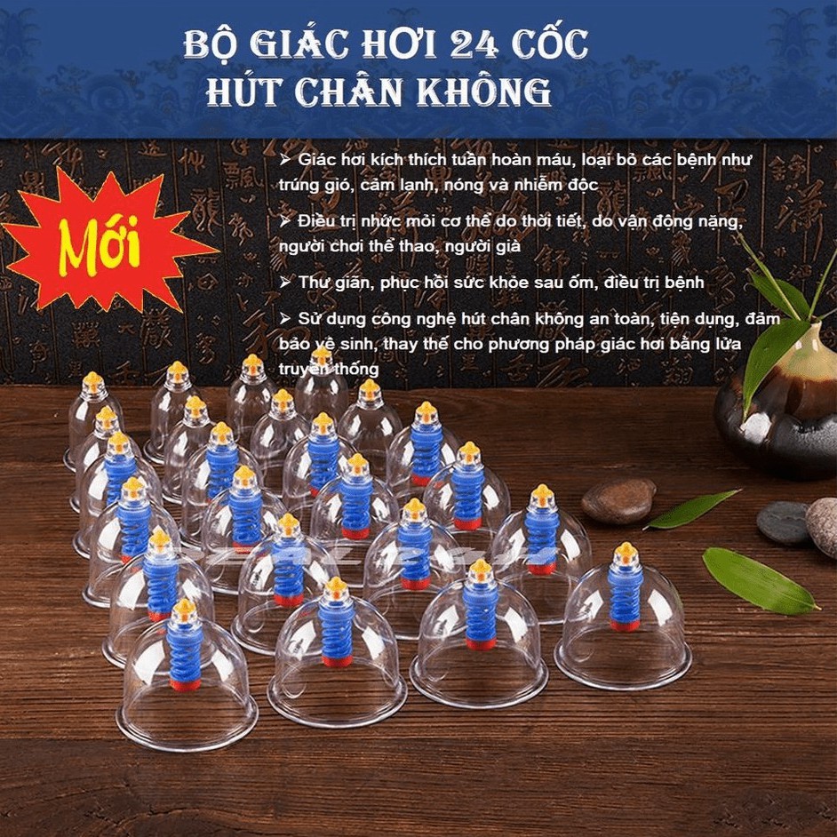 Bộ Giác Hơi 24 Ống Chân Không Cao Cấp Máy Giác Hơi Giá Rẻ Không Dùng Lửa  24 Phụ Kiện