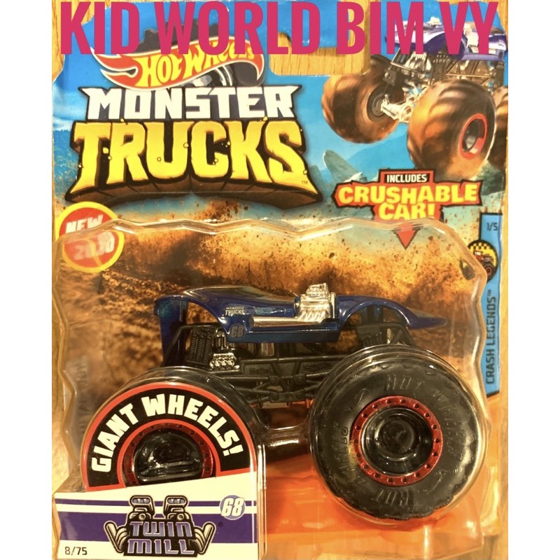 Xe mô hình Hot Wheels Monster Trucks Crushable Car Twin Mill GJD77.