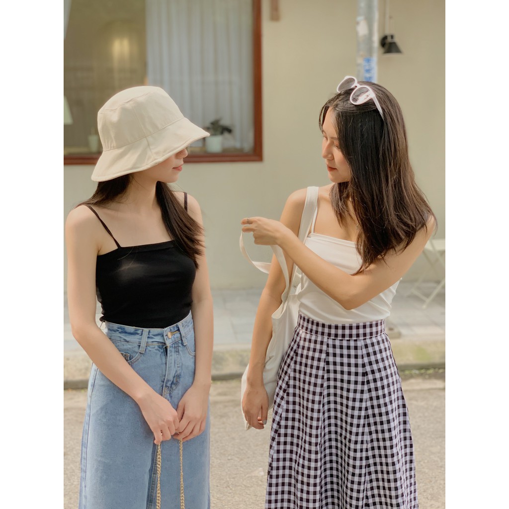 Áo 2 dây nữ đen trắng basic crotop AP517 LOLLIE STUDIO
