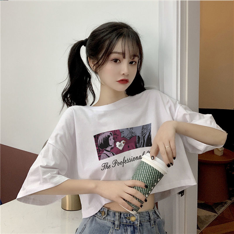 Tops for womens corp High waist navel sexy tops foe women fashion t-shirt