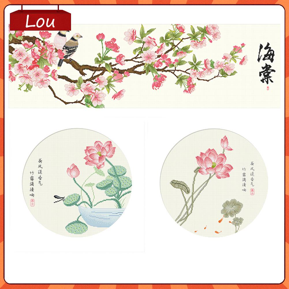 Bộ tranh thêu chữ thập 11CT tự làm hình hoa đào