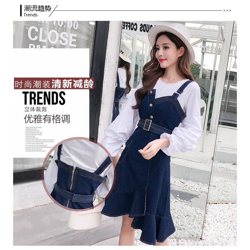 [ORDER TMALL 141 ] Váy Jean Lệch Tà 2 Dây Cúp Ngực Siêu xịn