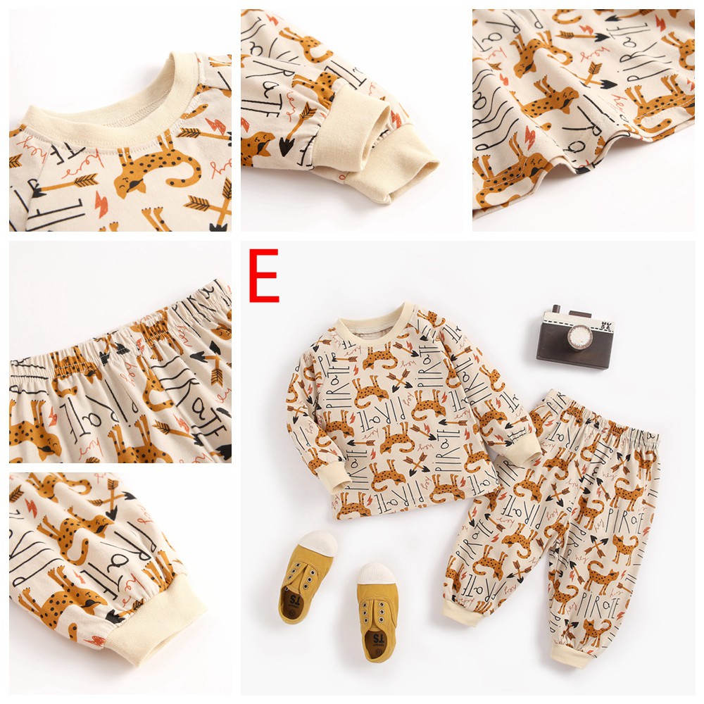 Set Đồ 2 Món Sanlutoz Bằng Cotton Gồm Áo Thun Và Quần Dài Phong Cách Hoạt Hình Đáng Yêu Cho Bé