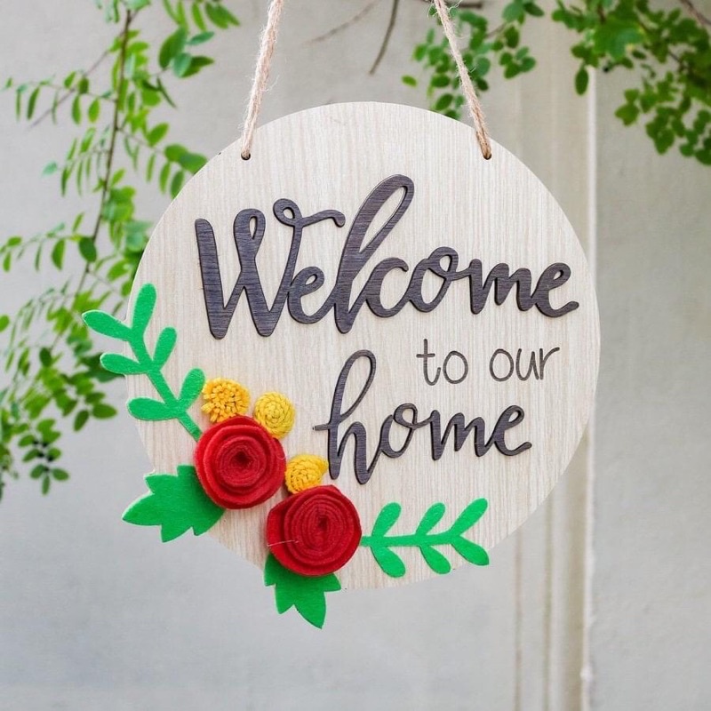 Bảng gỗ decor Welcome trang trí gia đình nhà cửa dễ thương ý nghĩa làm quà tặng