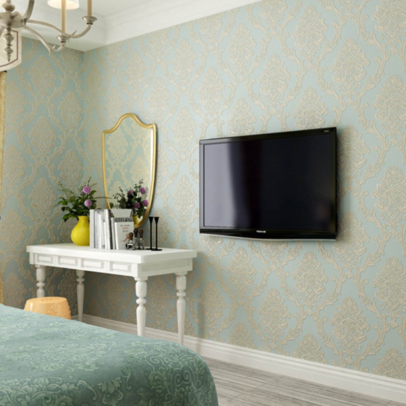 Giấy Dán Tường Họa Tiết Hoa Dập Nổi 3D Kiểu Châu Âu 1M