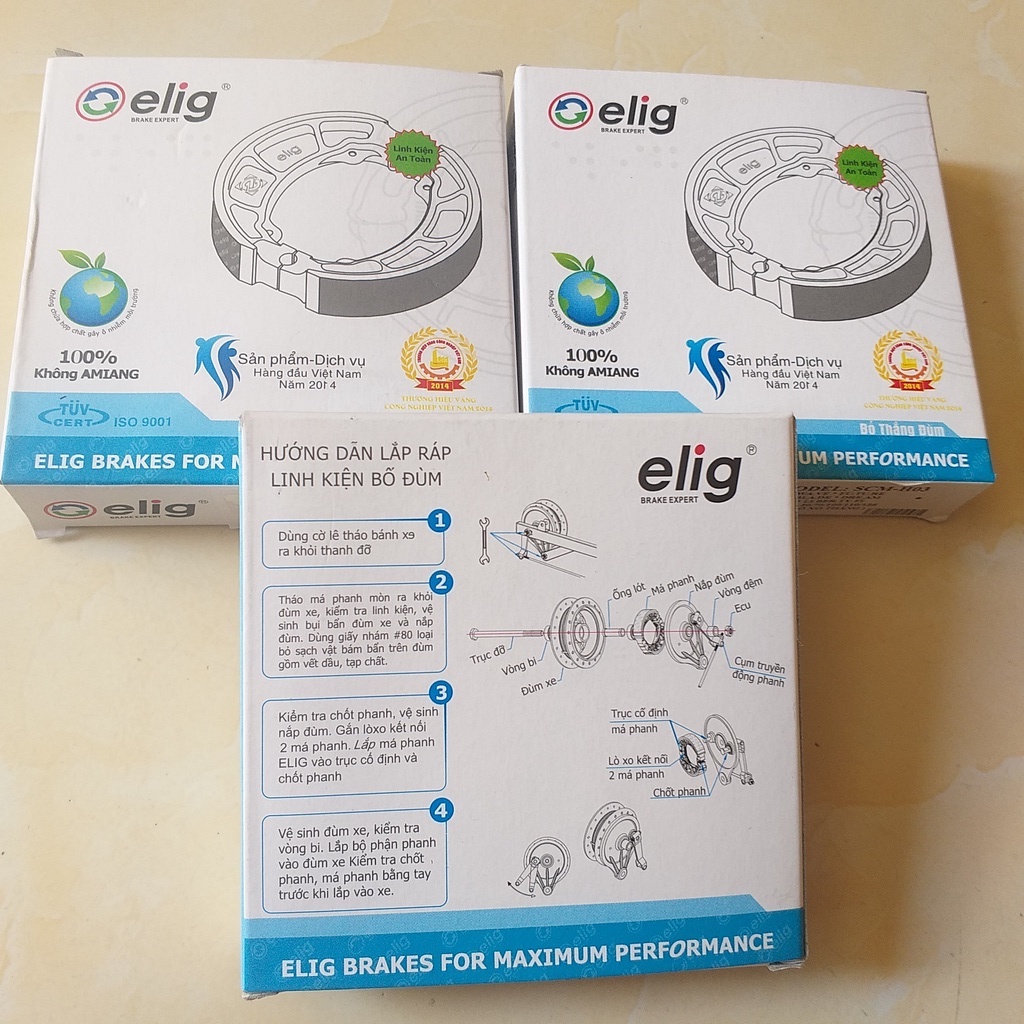 Bố thắng má phanh Elig 100% không Amiang công nghệ đến từ Nhật Bản - Mỹ
