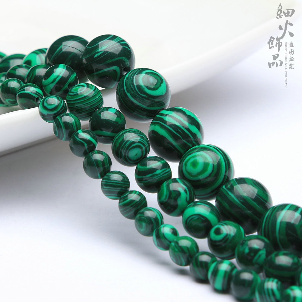 Hạt tròn malachite tổng hợp malachite bán thành phẩm tự làm hạt rời wh