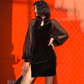 Sườn xám nhung cách tân quyến rũ