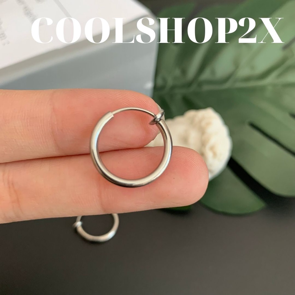 Khuyên tai Vòng tròn Unisex không cần xỏ lỗ Black round