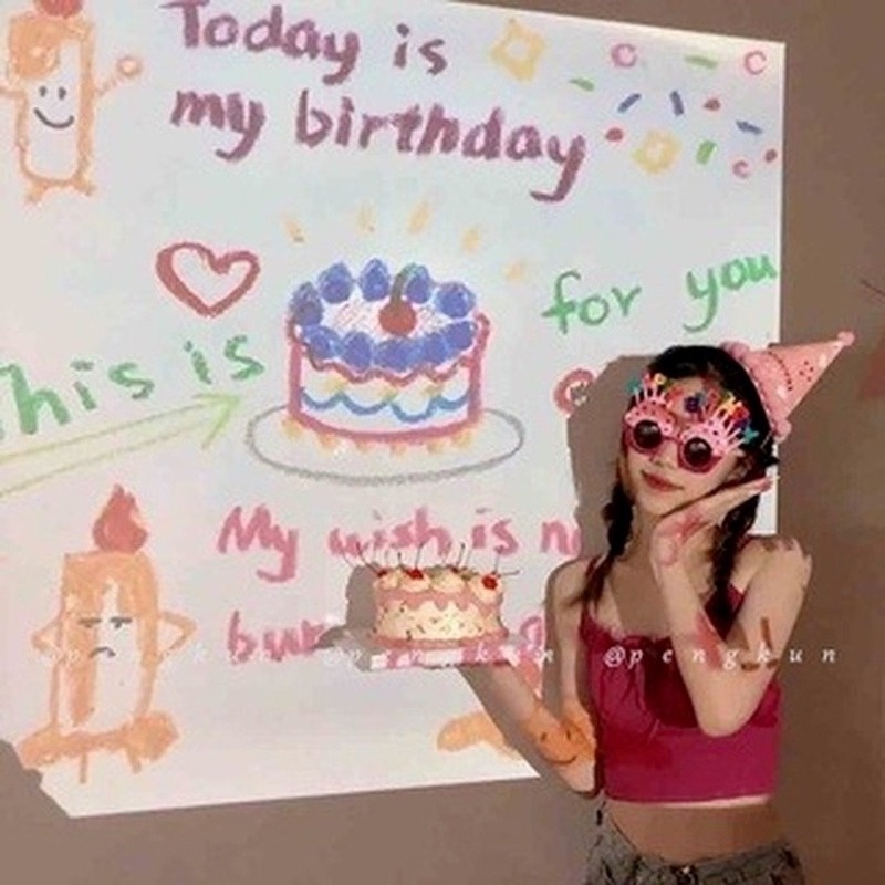 Đèn Chiếu Hình Chữ Happy birthday Phong Cách Hàn Quốc Dành Cho Trang Trí Tiệc Sinh Nhật Bé Gái