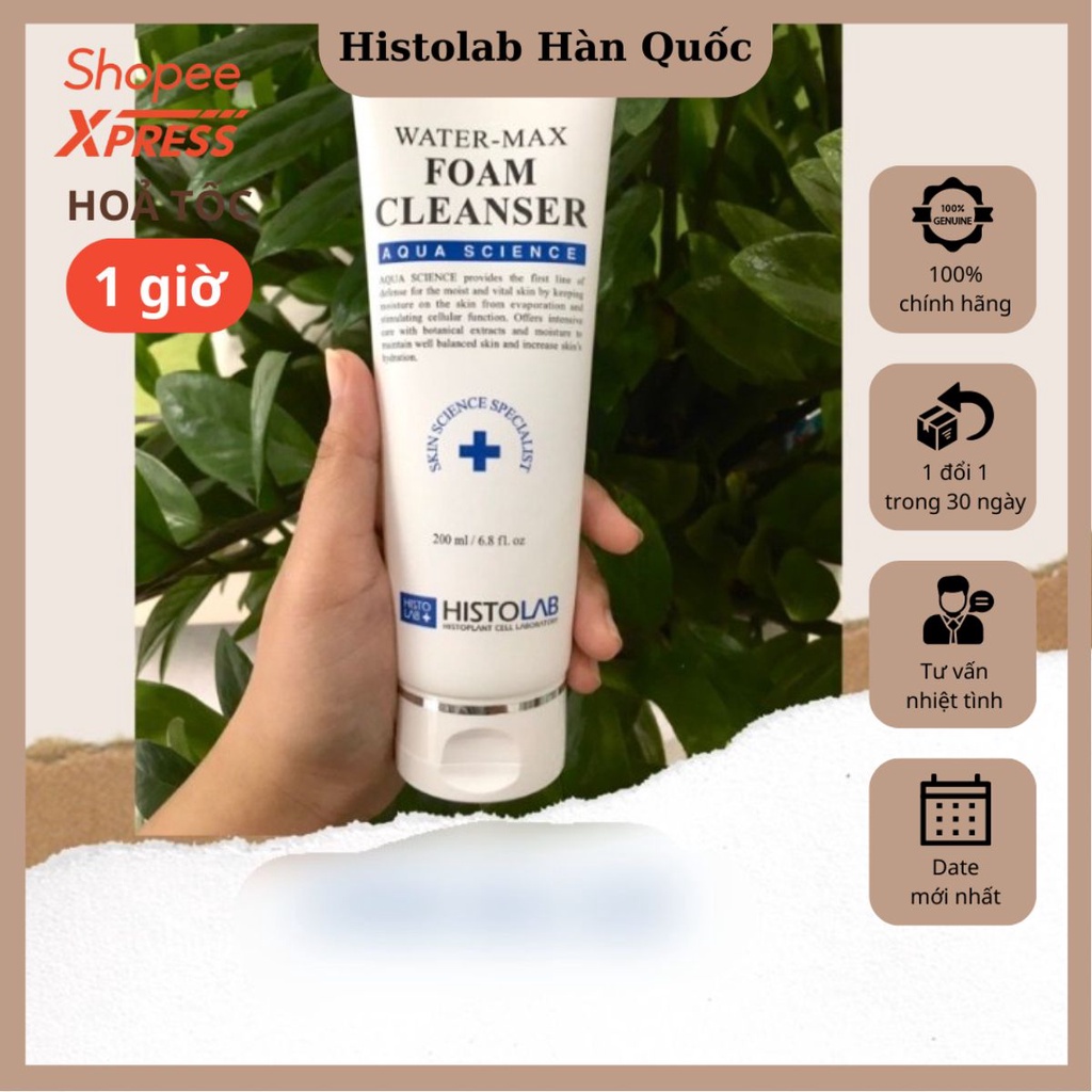 Sữa rửa mặt dạng gel tạo bọt Histolab Water Max Foam Cleanser 200ml - Histolab Hàn Quốc