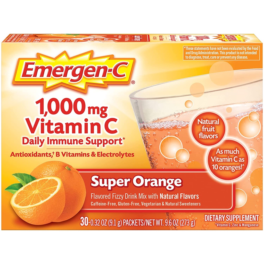 Gói C sủi hương trái cây Emergen-C Vitamin C 1000 mg - Hộp 30 gói date 12.2024
