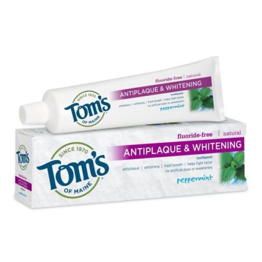 [HÀNG MỸ] KEM ĐÁNH RĂNG TỰ NHIÊN VỊ BẠC HÀ TOM'S of MAINE ANTIPLAQUE & WHITENING TOOTHPASTE - LỐC 4 PACK x161.5 Gr.