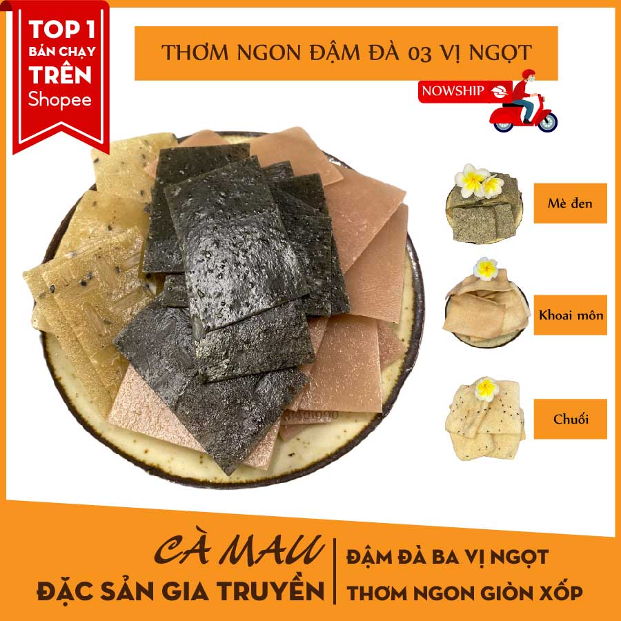 Bánh phồng 3 vị chuối - khoai môn - mè đen| GÓI 20G |Bánh phồng ngon| Đặc sản Cà Mau |KHÔNG NGON HOÀN TIỀN