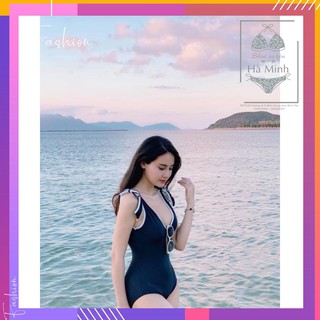 [Xưởng May Bikini Hà Minh] Bikini, Đồ Bơi Đi Biển Thân Liền Xanh Nơ Vai Secxy KG09