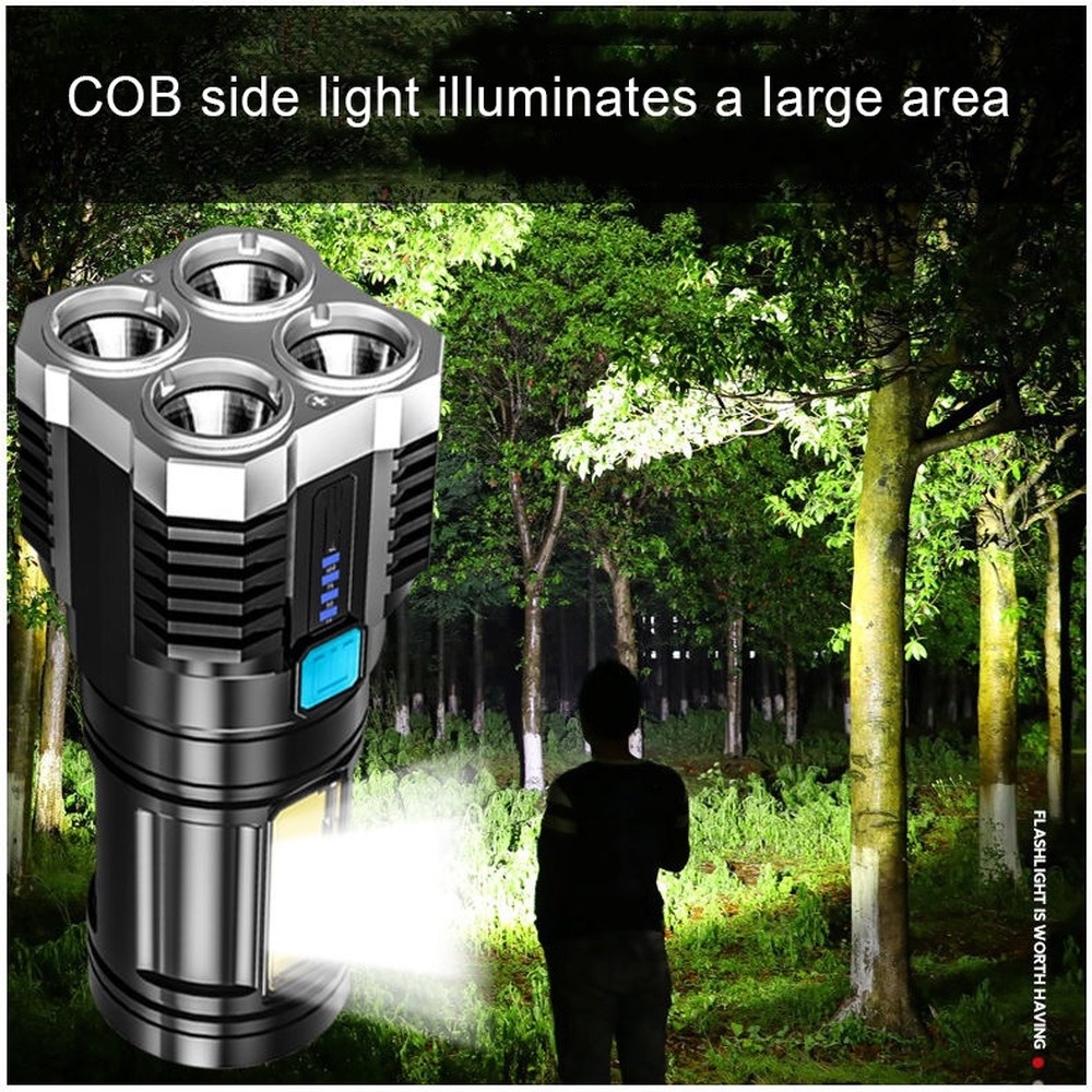 Đèn pin LED siêu sáng di động 2 trong 1, Đèn pin dự phòng công suất cao, 3 chế độ chiếu sáng ngoài trời