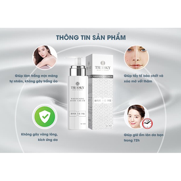 Kem ủ trắng toàn thân Truesky giúp làm trắng da body cấp tốc - Whitening Body Cream  100ml