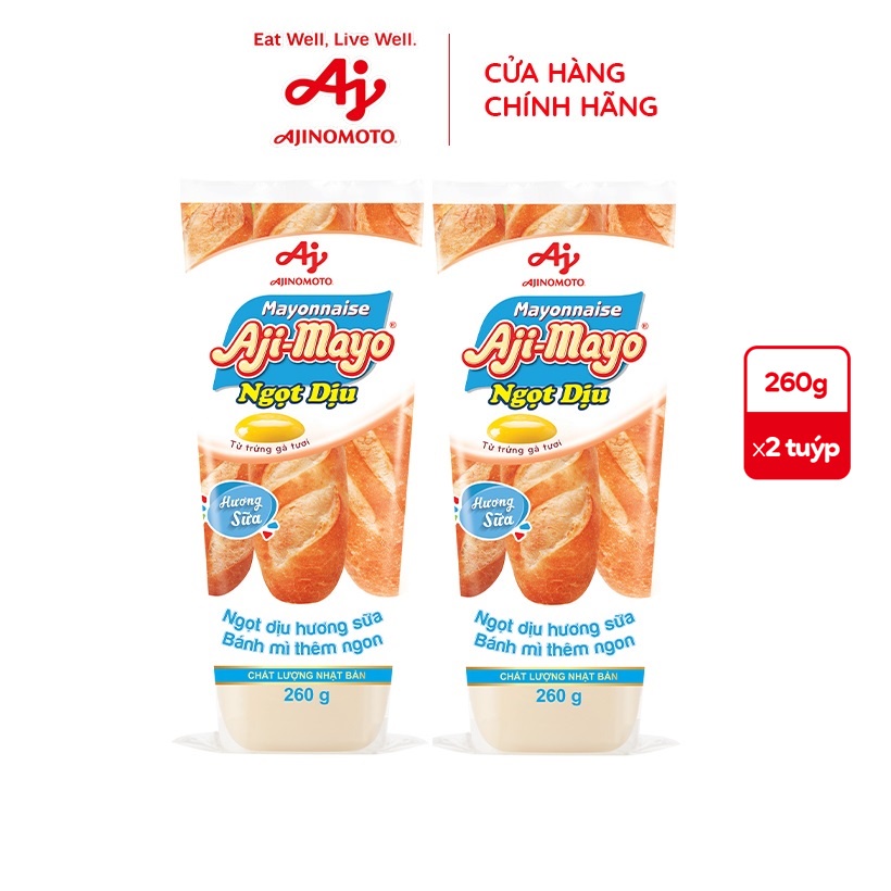 Combo 2 tuýp Xốt Mayonnaise Aji-mayo vị Dịu (260g/tuýp)