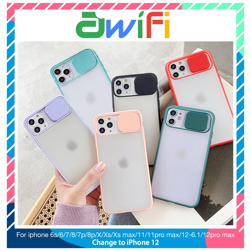 Ốp lưng iphone nắp trượt nhám 5/5s/6/6plus/6s/6splus/7/7plus/8/8plus/x/xr/xs/11/12/pro/max/plus/promax - Awifi Case P1-1