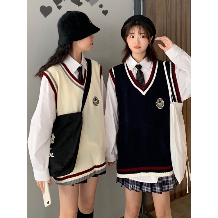 Áo gile len nữ ulzzang hàn quốc freesize cổ chữ V phong cách trẻ trung - AL02