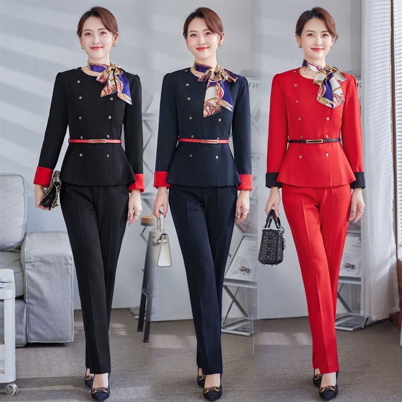 Bộ Trang Phục Công Sở Gồm Áo Tay Dài Và Quần Dài Bằng Lụa Thời Trang Sành Điệu Cho Nữ