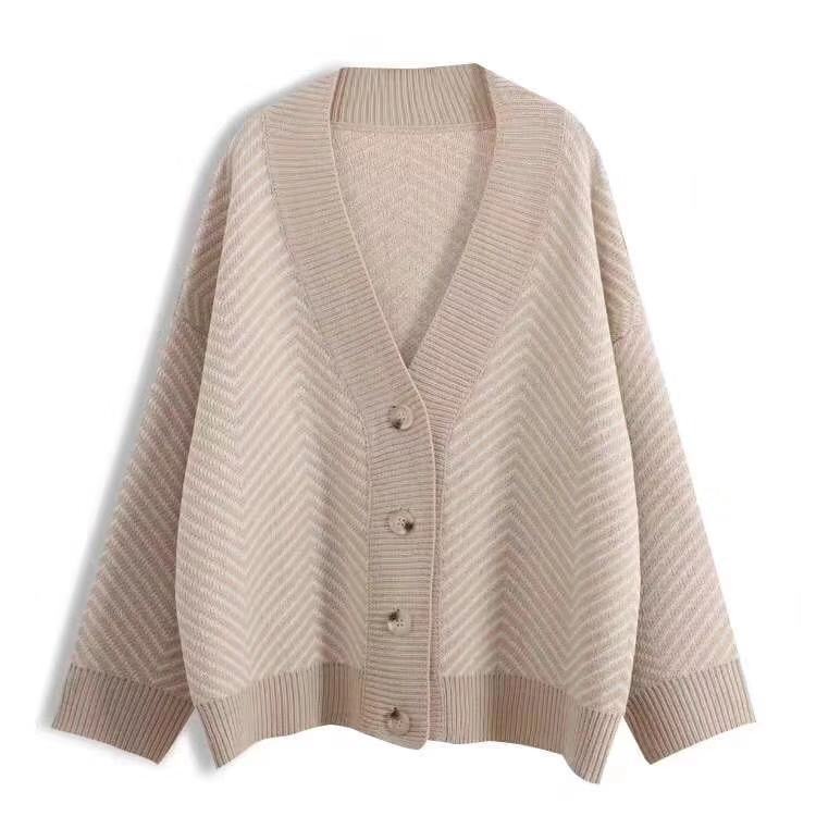 Áo khoác len cardigan cổ chữ V sang trọng