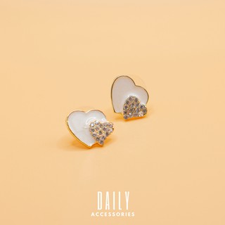 Bông tai bạc 925 hình trái tim đôi xinh xắn Daily Accessories