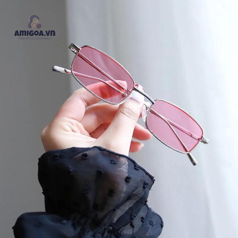 Kính Mát Gọng Vuông Kim Loại Phong Cách Vintage