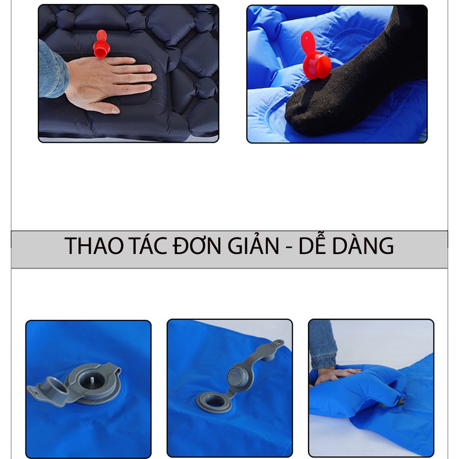 Đệm dã ngoại tự động bơm, Đệm hơi du lịch gập gọn siêu nhỏ gọn, chịu tải tốt, độ bền cao