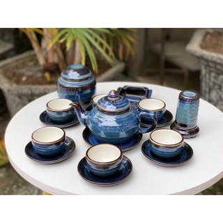 Bộ ấm chén men hoả biến lam Bát Tràng - Bộ ấm chén đẹp Bát Tràng
