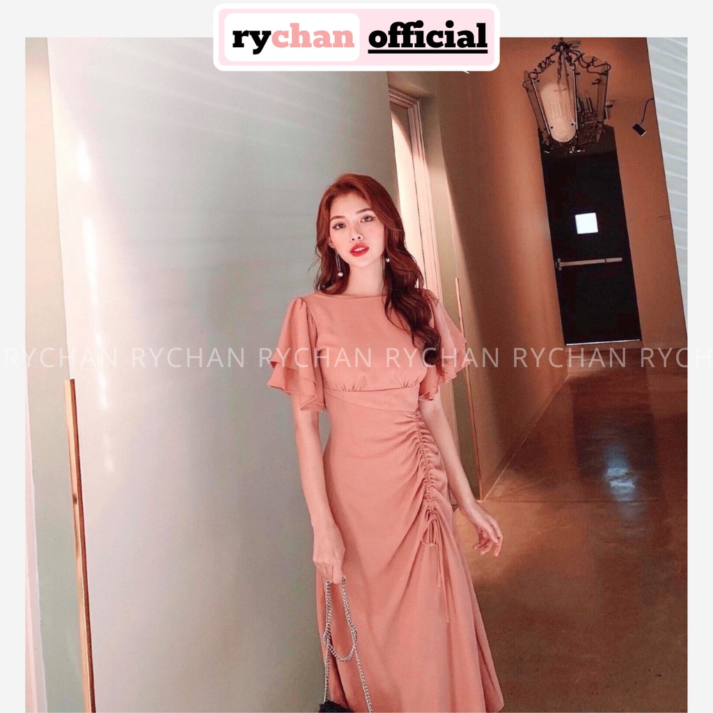 Đầm Xòe Rút Sườn Tay Loe Dáng Dài 2 Màu - DX314