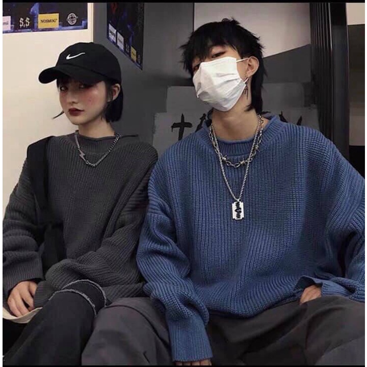 Áo Cổ Tròn Len Tăm Trơn Tay Bồng - Áo SWT Unisex Dáng Rộng Siêu Trendy