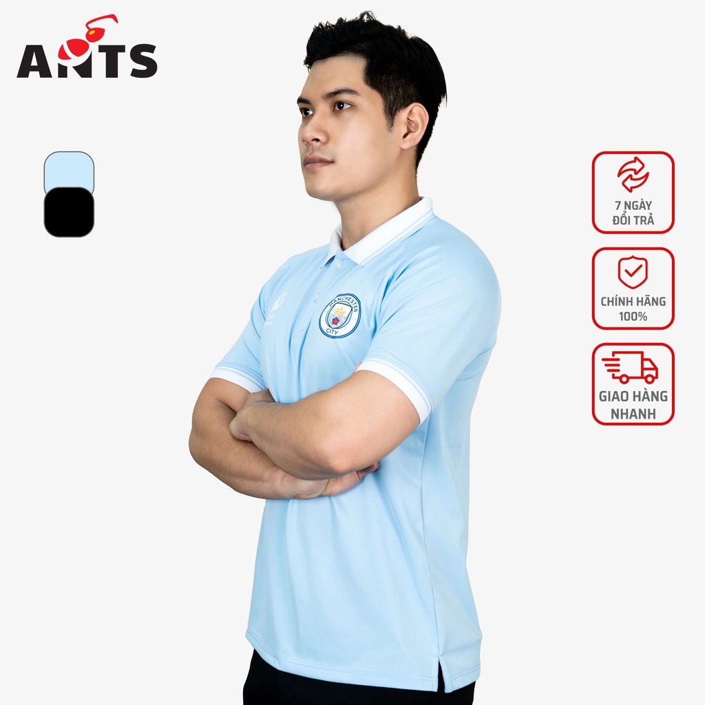 Áo Polo thể thao CLB Man City, áo Polo thể thao cổ bẻ vải cá sấu poly 4 chiều co giãn thoáng mát, bo dệt cao cấp 2 màu