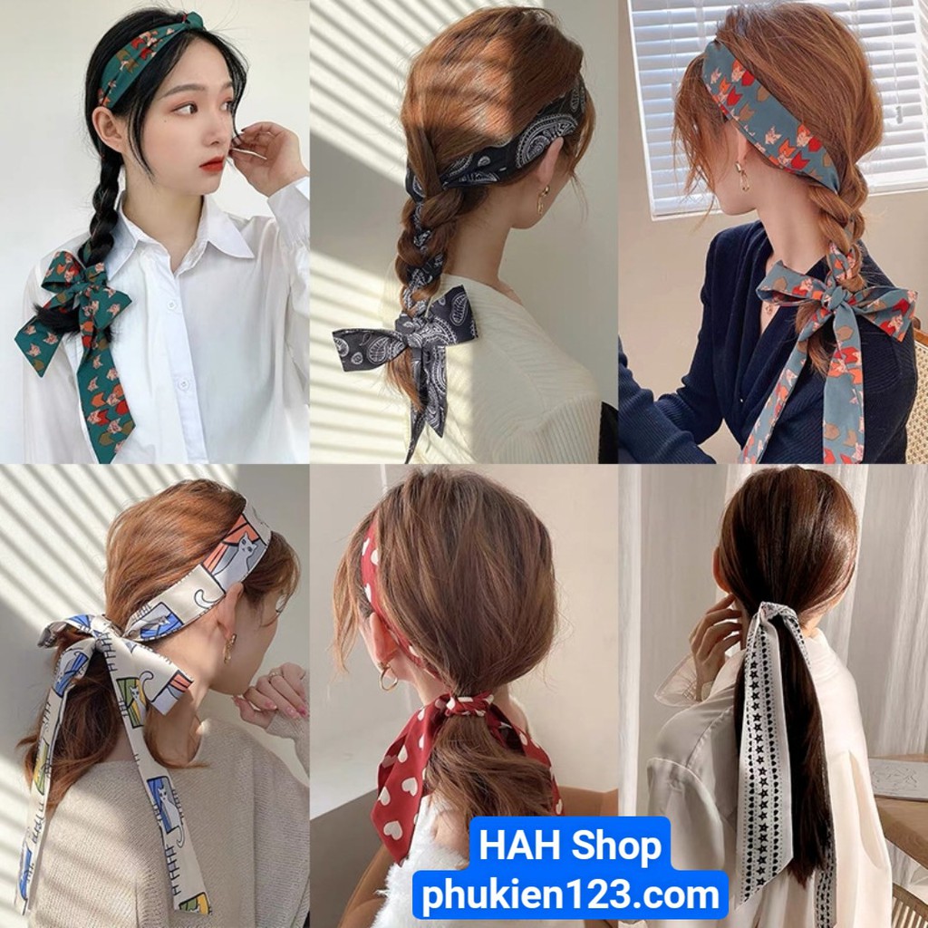 Băng đô buộc tóc, Khăn Lụa Buộc Tóc, Phụ kiện buộc tóc Xinh Xắn Phong Cách Hàn Quốc Dành Cho Phụ Nữ