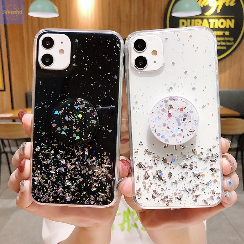 👏Ready Stock🎀 Ốp điện thoại trong suốt kim tuyến có giá đỡ cho Samsung S20 Ultra S20 Plus S10 Lite S10 Plus S10E S9 Plus S8 Plus