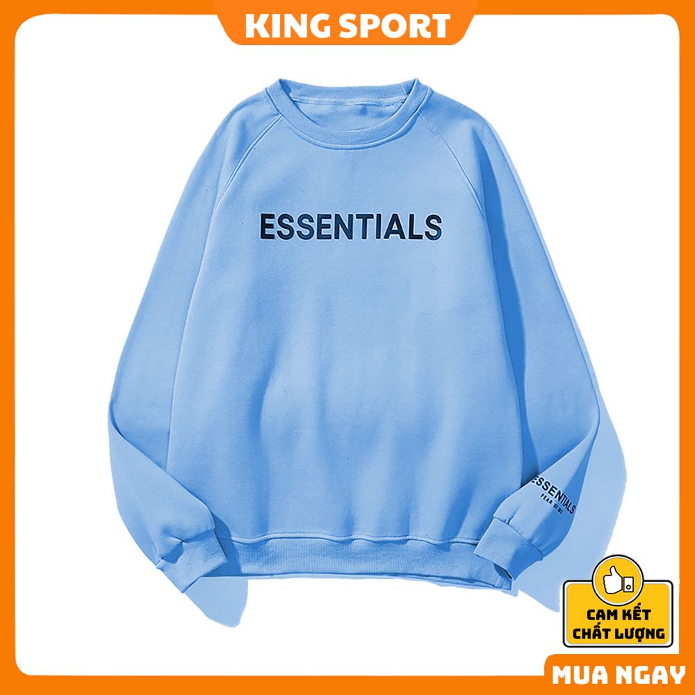 Áo nỉ essentials sweater form rộng dày dặn cao cấp tay dài KING SPORT Áo sweater trơn cổ tròn unisex dáng rộng | BigBuy360 - bigbuy360.vn