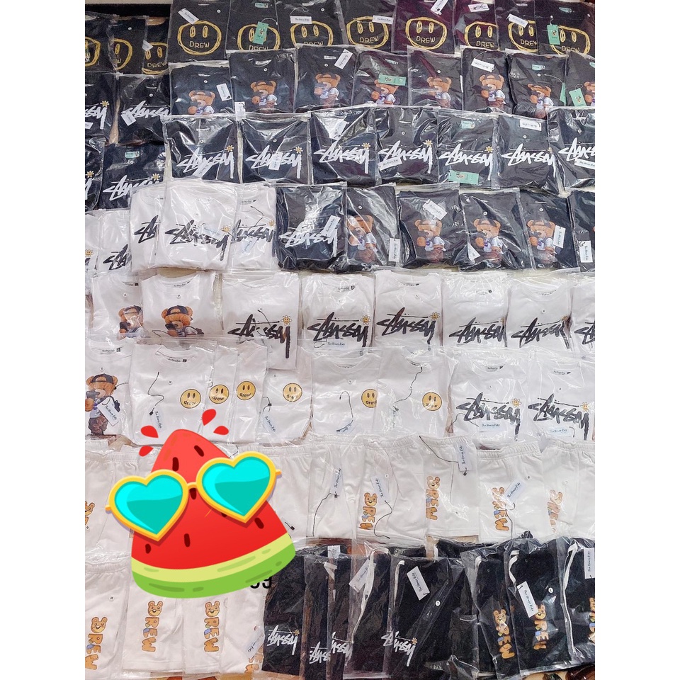 ￼￼Áo thun tay lỡ unisex Drew gấu new cho bé và gia đình , samyy_vn